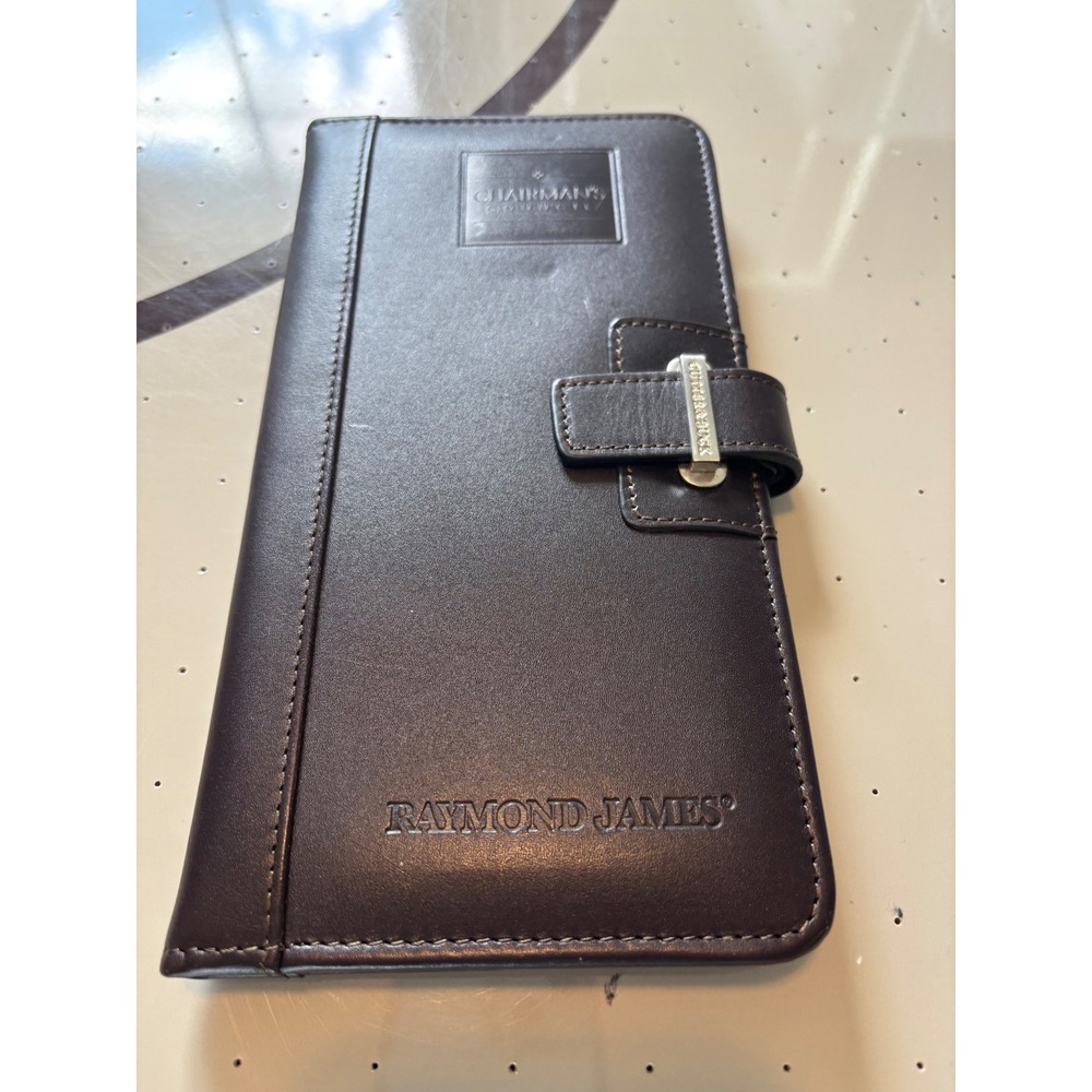 Cutter & Buck Brown Leather Travel Wallet Organizer Chairmans Council Embossed